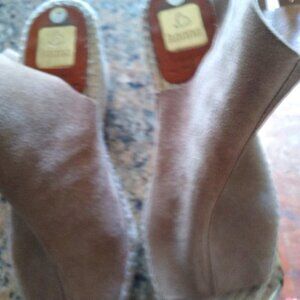Tan Suede Kana Espardrille Open Toe Wedge